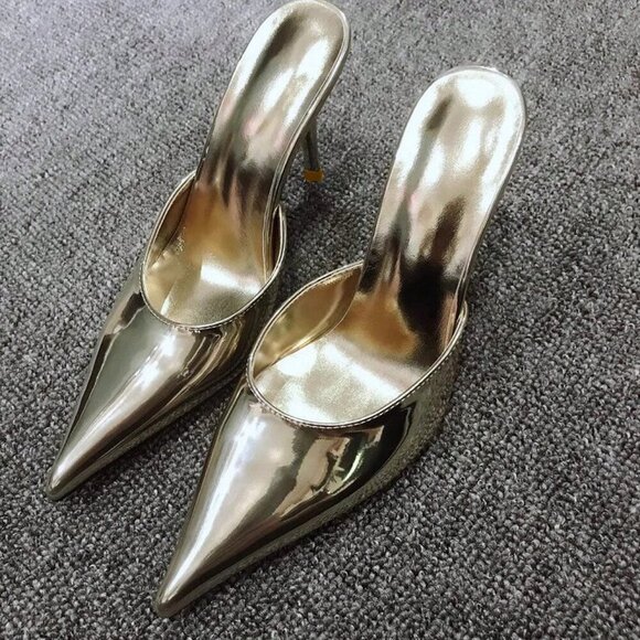Gold Sexy Women's Pointed Toe Stiletto High Heels - Picture 1 of 3